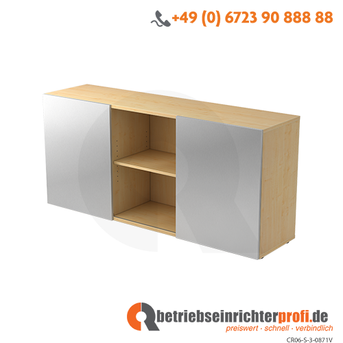 Sideboard 2OH mit Schiebetüren Ahorn/Silber