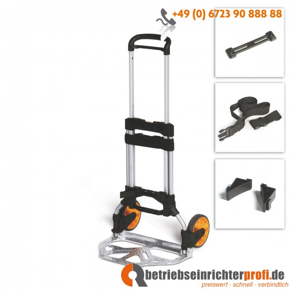 LiZZy-cart - Aluminium-Stapelkarre, Traglast 150 kg, klappbar mit viel Zubehör