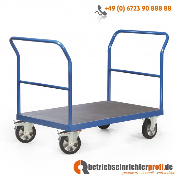 Rotauro Schwerlast-Plattformwagen, Ladefläche 1000 × 700, Traglast 1200 kg, mit 2 Schiebebügeln