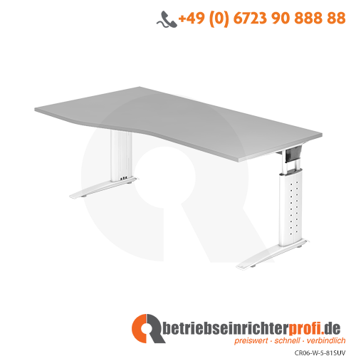 Schreibtisch C-Fuß 180x100/80cm Grau/Weiß
