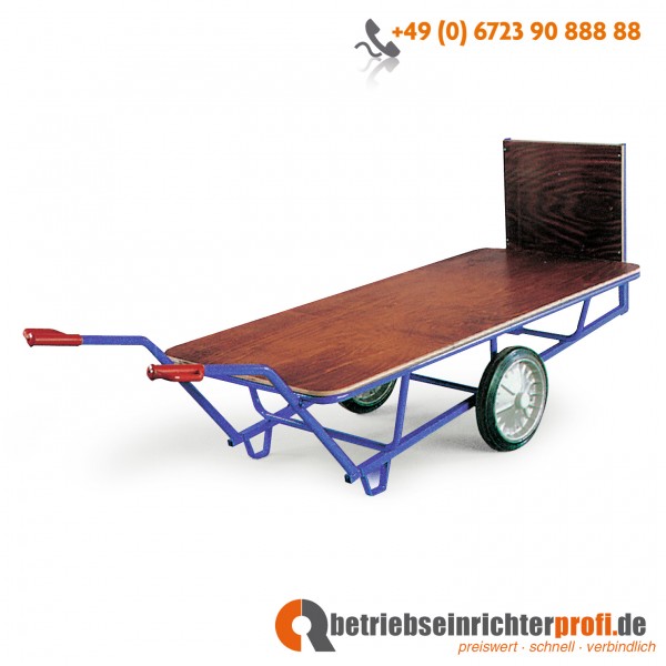 Rotauro Stoßkarre mit Holzladefläche 1900 x 850 mm, Traglast 500 kg, Vollgummiräder 