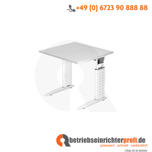 Schreibtisch C-Fuß 80x80cm Weiß/Weiß