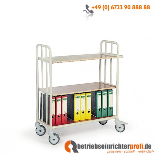 Rotauro Stahlrohr-Etagenwagen mit 3 Ladeflächen 1000 x 400 mm, Traglast 200 kg, stirnseitige Verkleidung