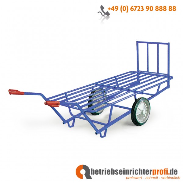 Rotauro Stoßkarre mit Rohrladefläche 1900 x 850 mm, Traglast 500 kg, Vollgummiräder 