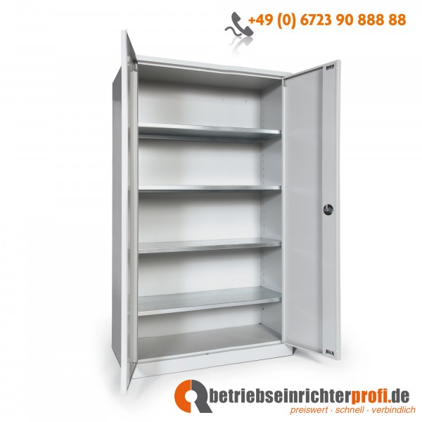 Taurotrade Flügeltürenschrank mit 4 Böden und Türen in RAL 5010, Traglast je 70 kg, 1950 x 1200 x 600 mm