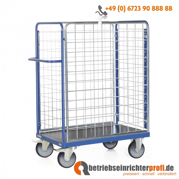 Tauroflex Paketwagen mit 4 Gitterwänden, Ladefläche 1200 × 800 mm, Traglast 600 kg, Gesamthöhe 1500 mm