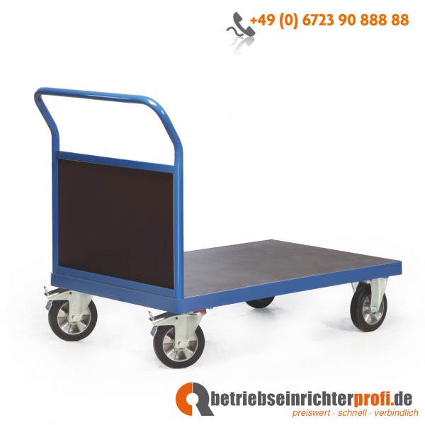 Rotauro Schwerlast-Plattformwagen, Ladefläche 1000 × 700, Traglast 1200 kg, mit 1 Stirnwand