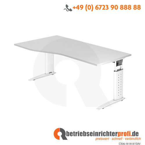 Schreibtisch C-Fuß 180x100/80cm Weiß/Weiß