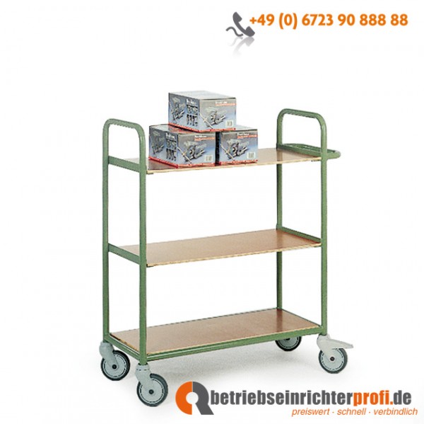 Rotauro Stahlrohr-Etagenwagen mit 3 Ladeflächen 800 x 400 mm, Traglast 200 kg, ohne Verkleidung