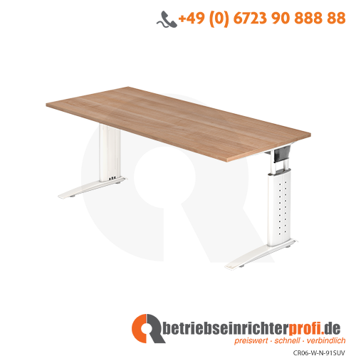 Schreibtisch C-Fuß 180x80cm Nussbaum/Weiß