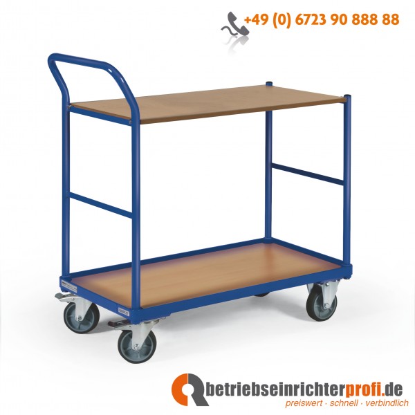 Tauroflex Tischwagen basic mit 2 Ladeflächen 850 × 500 mm, mit Bordkante, Traglast 250 kg 