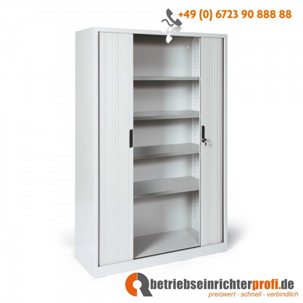 Taurotrade Rollladenschrank mit 4 beschichteten Fachböden und Rolladen aus Kunststoff, 1950 x 1200 x 460 mm