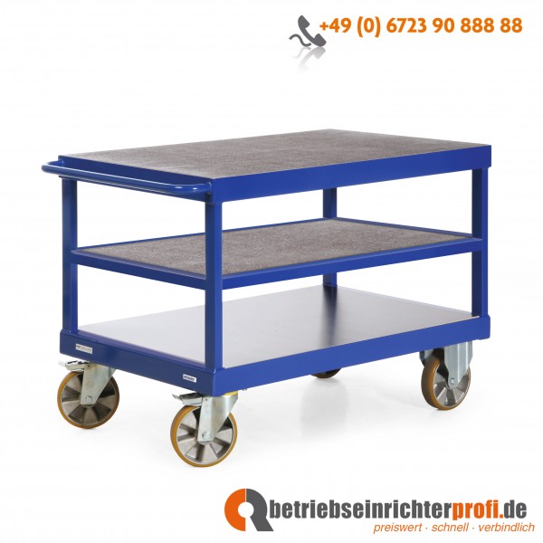 Rotauro Schwerlast-Tischwagen mit 3 Ladeflächen 1200 x 800 mm, Traglast 2200 kg