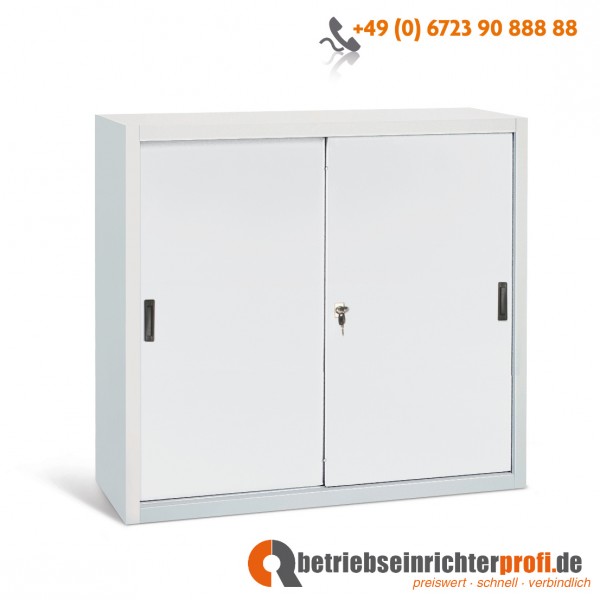 Taurotrade Werkzeugschrank mit 2 Fachböden und Schiebetüren,  H 1090 × B 1200 × T 450 mm