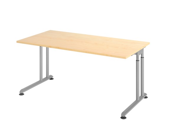 Schreibtisch C-Fuß 160x80cm Ahorn/Silber