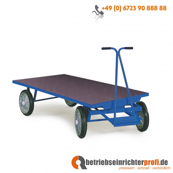 Rotauro Handpritschen-Wagen, Ladefläche 2500 × 1250 mm, ohne Bordwände, Traglast 1250 kg, Vollgummibereifung