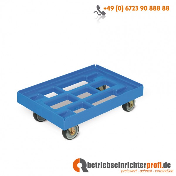 Taurotrade Transportroller aus HDPE für Transportkasten, 610 × 410 mm, Traglast 300 kg, Lichtblau