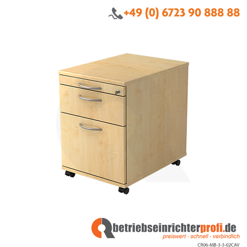 Rollcontainer 58cm,1Schub,1HR,Schl.BM Ahorn