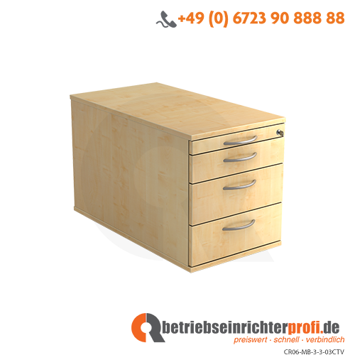 Rollcontainer 80cm,3Schub,Schloss BM Ahorn