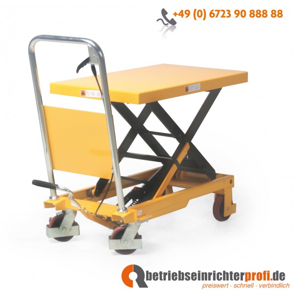 Taurolifter Scherenhubtischwagen, Plattform 850 × 500 mm, Traglast 300 kg 