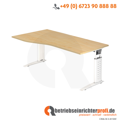 Schreibtisch C-Fuß 180x100/80cm Ahorn/Weiß
