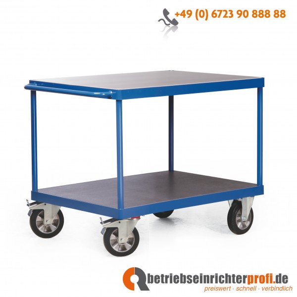 Rotauro Schwerlast-Tischwagen mit 2 Ladeflächen 1000 x 700 mm, Traglast 1200 kg