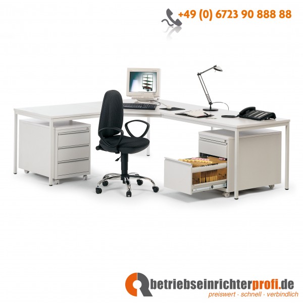 Taurotrade Schreibtisch-Kombination bestehend aus Schreibtisch-Winkelkombination, Komfort-Bürostuhl, 2 Rollcontainer