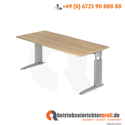 Schreibtisch C-Fuß 180x80cm Eiche/Silber