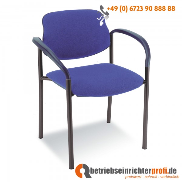 Taurotrade Besucherstuhl Styl mit Armlehnen, Gestell in Schwarz, Bezugstoff in Blau, Sitzhöhe 480 mm