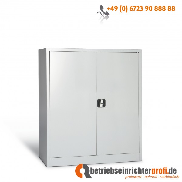 Taurotrade Beistellschrank mit 2 Böden und Türen in RAL 7035, Traglast je 50 kg, 1200 x 1200 x 420 mm