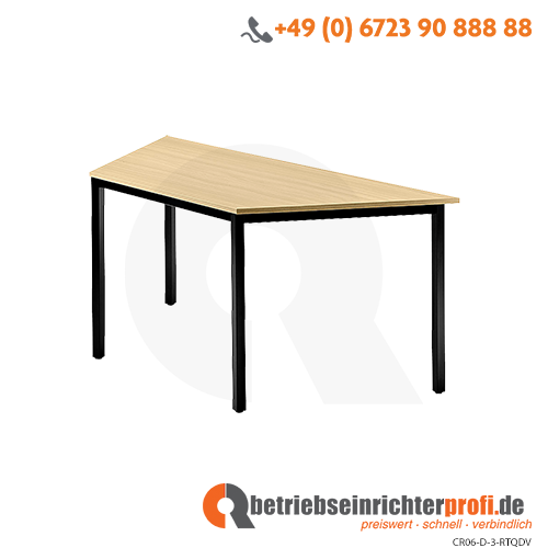 Trapeztisch 160x69cm Ahorn/Schwarz, trapezf.