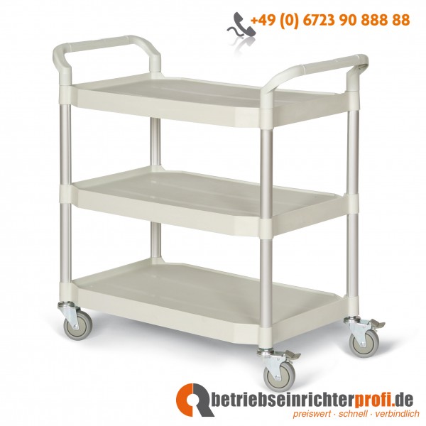 Taurotrade Kunststoff-Etagenwagen mit 3 Ladeflächen 915 × 520 mm, Traglast 240 kg 