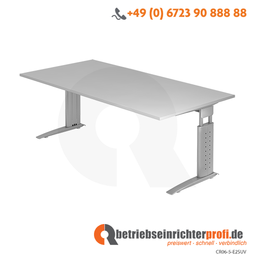 Schreibtisch C-Fuß 200x100cm Grau/Silber