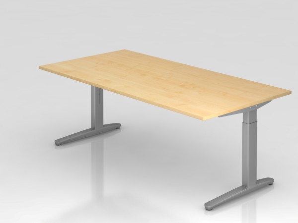 Schreibtisch C-Fuß 200x100cm Ahorn/Silber