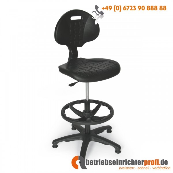 Taurosit Arbeitsstuhl mit Sitz aus PU-Schaum und Gleitern, Belastung 110 kg