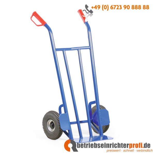 Rotauro Stahlrohr-Sackkarre, Ladefläche 400 x 145 mm, Vollgummireifen, Rollenlager, Traglast 350 kg 