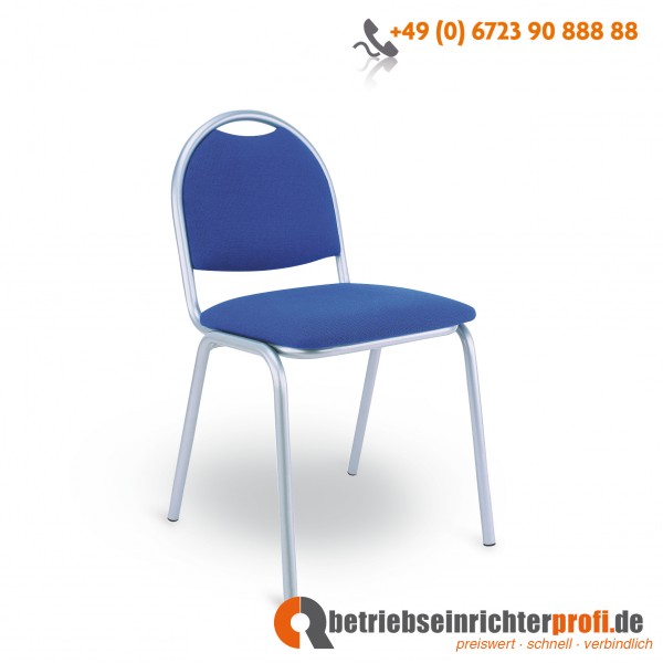 Taurotrade Besucherstuhl Ariosa, Gestell in Alusilber, Bezugstoff in Blau, Sitzhöhe 470 mm