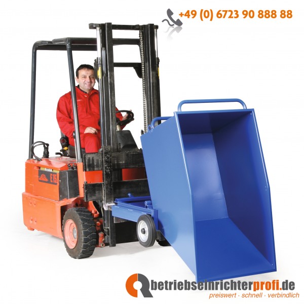 Rotauro fahrbare Kippwanne für 600 l Inhalt, Traglast 600 kg, mit Einfahrtaschen Typ B