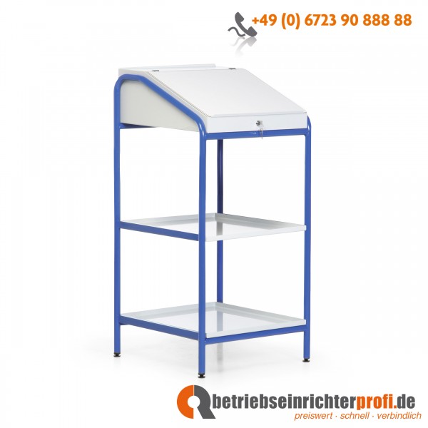 Taurodesk leichtes stationäres Stehpult mit mittlerer Blechablage, B 546 H 1150 T 605 mm