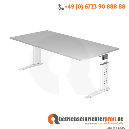 Schreibtisch C-Fuß 200x100cm Grau/Weiß