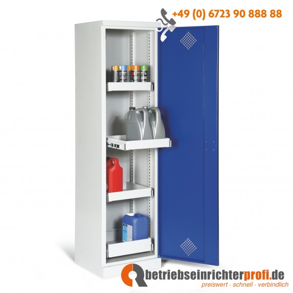 Taurotrade Umweltschrank eintürig mit 4 Wannen (inkl. Bodenwanne), H 1950 B 500 mm, Wannenböden ausziehbar